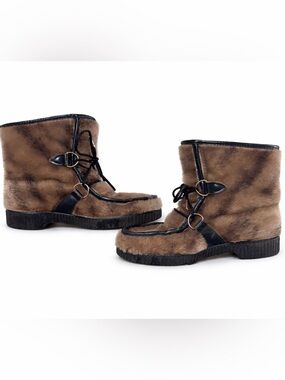 Vintage Snowland 1960s Faux Fur Winter Boots Size 8 Après Ski